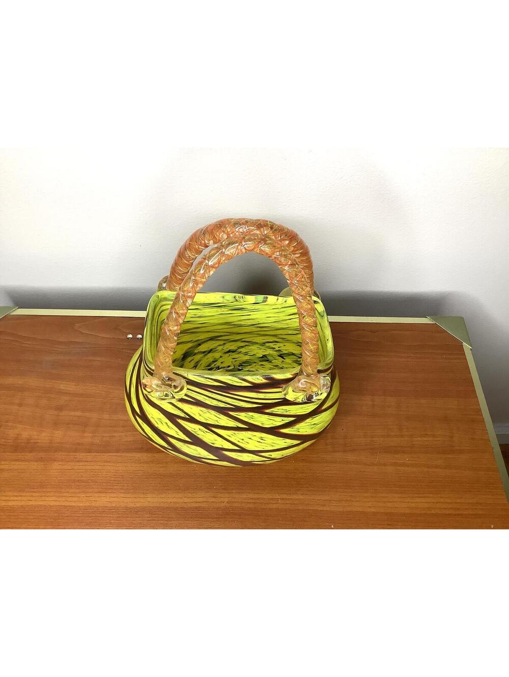 < Vintage Murano Style Art Glass Purse Sculpture/Vase/Catch-All > - Picture 3 of 10